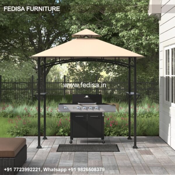 Gazebo Small Gazebo 4m X 4m Wooden Pergola Gray Gazebo With Retractable Roof