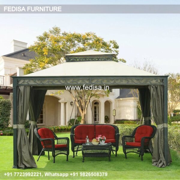 Gazebo Small Gazebo Suntime 3m X 3m Aluminum Retractable Pagoda Gazebo Round Metal Garden Gazebo