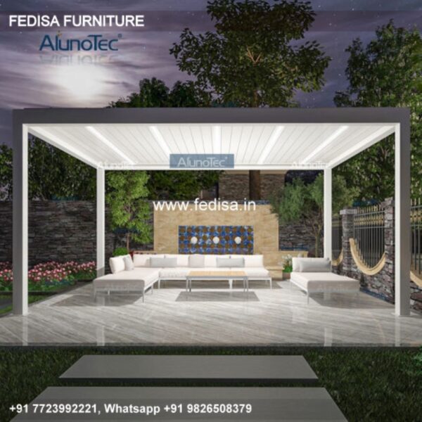 Gazebo Outdoor Gazebo Pergola Gray Metal Tpgaz2307