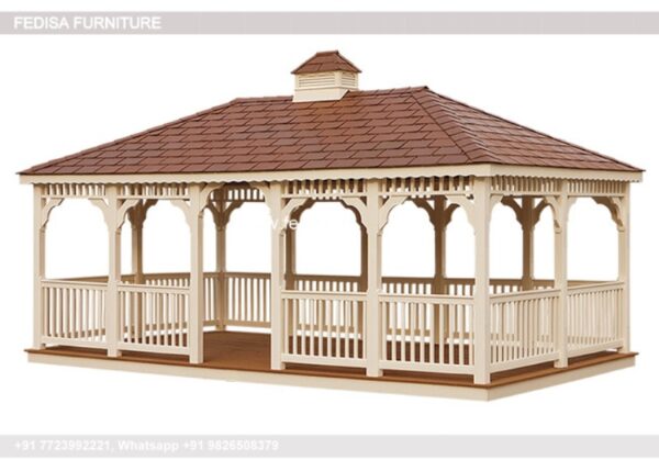 Gazebo Wooden Gazebo Blooma 3m Dark Gray & White Retractable Awning Bespoke Garden Gazebos