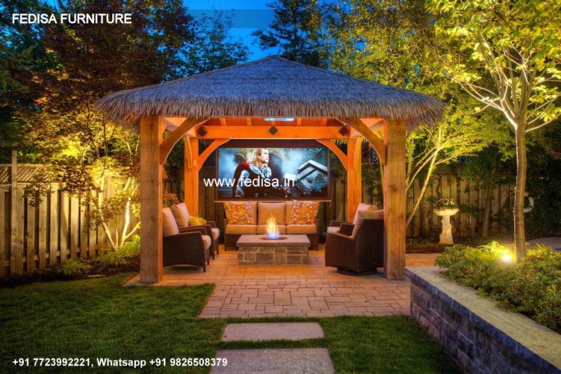 Gazebo Outdoor Gazebo 3mx2m Pergola Round Bamboo Wicker Gazebo