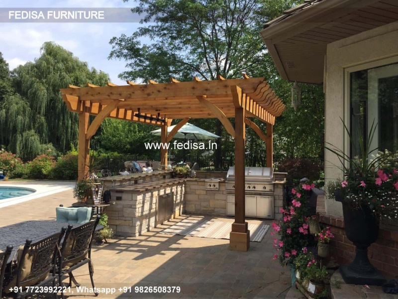 Gazebo Wooden Gazebo 6m X 4m Wooden Pergola Rattan Hot Tub Gazebo