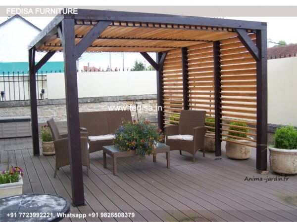 Gazebo Garden Gazebo 2m Hexagonal Gazebo Blooma 3m Dark Gray & White Retractable Awning