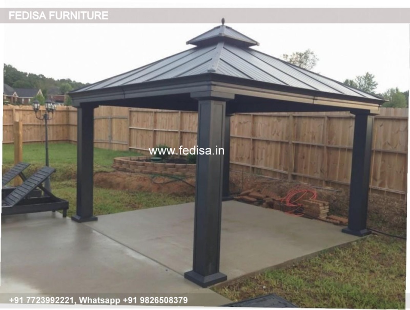 Gazebo Metal Gazebo Wooden Rectangular Gazebo 3m X 3m Charcoal Pergola Summer Garden Gazebo