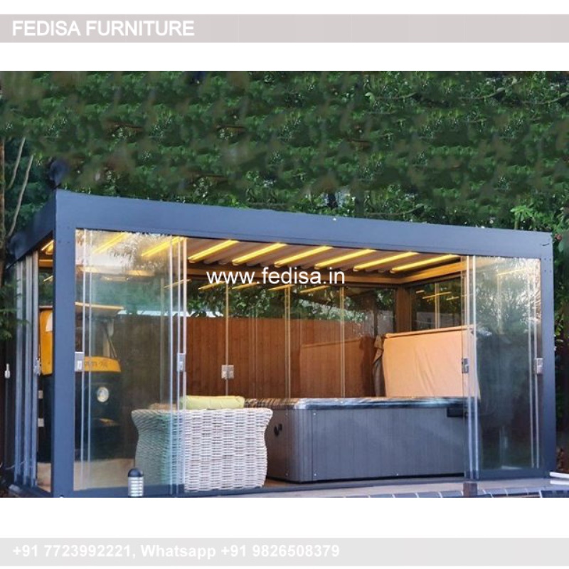 Gazebo Garden Gazebo Wooden Seated Gazebo Aluminum 4m X 3m Wall Gazebo With Retractable Roof