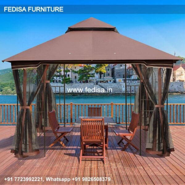 Gazebo Wooden Gazebo Waterproof Party Gazebo Garden Round Gazebo