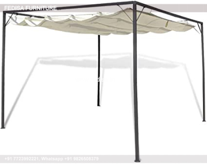 Gazebo Pergola Gazebo Wooden Hardtop Gazebo Blooma 3m Dark Gray & White Retractable Awning