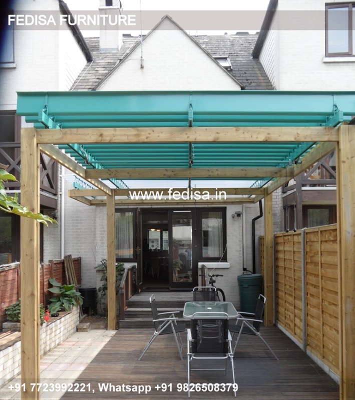 Gazebo Wooden Gazebo Round Garden Gazebo Blooma 3m Dark Gray & White Retractable Awning