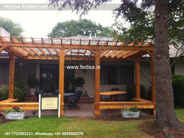 Gazebo Wooden Gazebo 2.5 M Metal Pergola Circular Gazebo