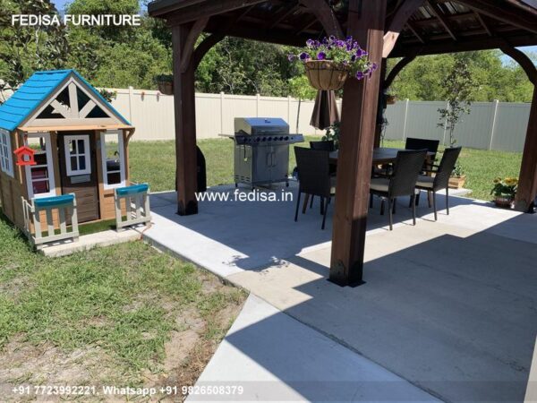 Gazebo Wooden Gazebo 3m X 3m Charcoal Pergola Summer Garden Gazebo Slanted Gazebo